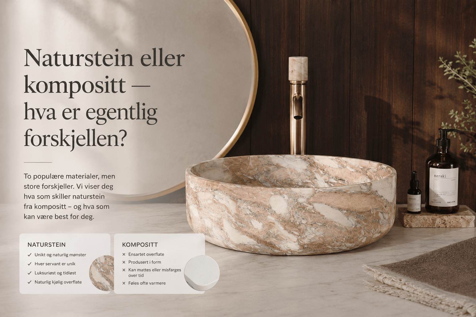 Naturstein eller kompositt — hva er egentlig forskjellen?