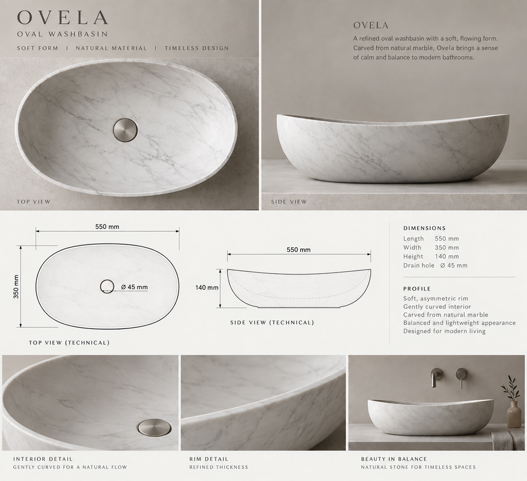OVELA - Hvit marmorservant