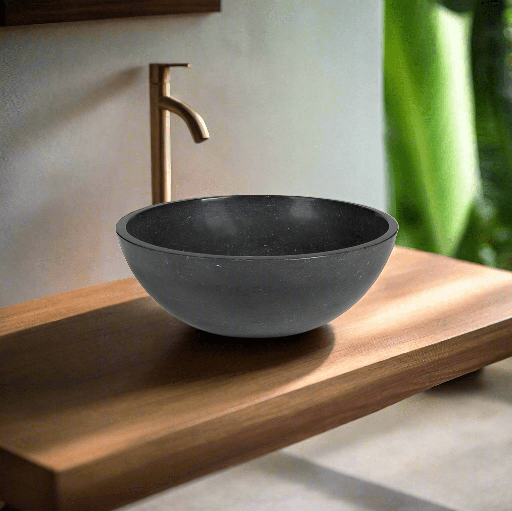 Belgisk Svartstein servant BELL – dyp naturlig sort med polert overflate