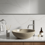 Kalksteinservant SERA – grønn-beige Marine Green med naturlige fossile detaljer
