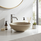 Kalksteinservant SERA – grønn-beige Marine Green med naturlige fossile detaljer