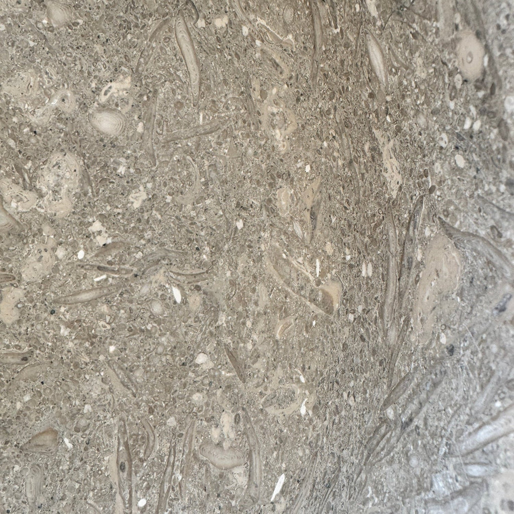 Kalksteinservant SERA L – grønn-beige Marine Green med naturlige fossile detaljer