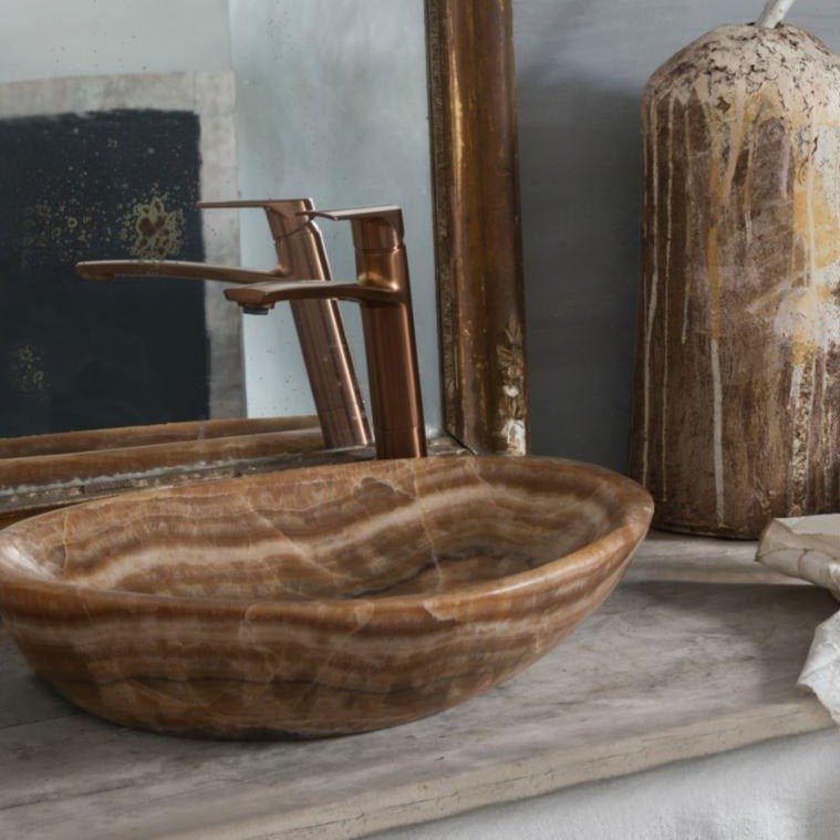 Onyx servant NERA – varm honningbrun Honey Brown Onyx med naturlige nyanser